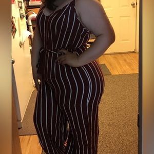 Maroon striped Jumpsuit